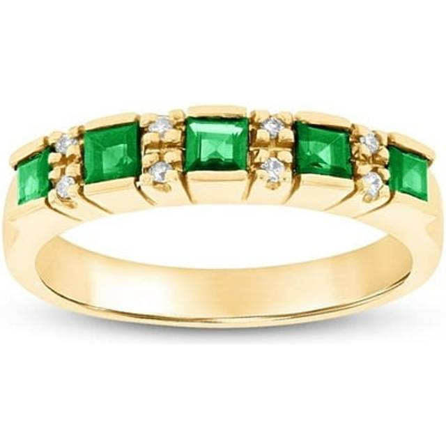 Louis Creations RL1625ED-YG-5 0.05 CTW of Diamonds & Emeralds Wedding Band, 14K Yellow Gold - Size 5