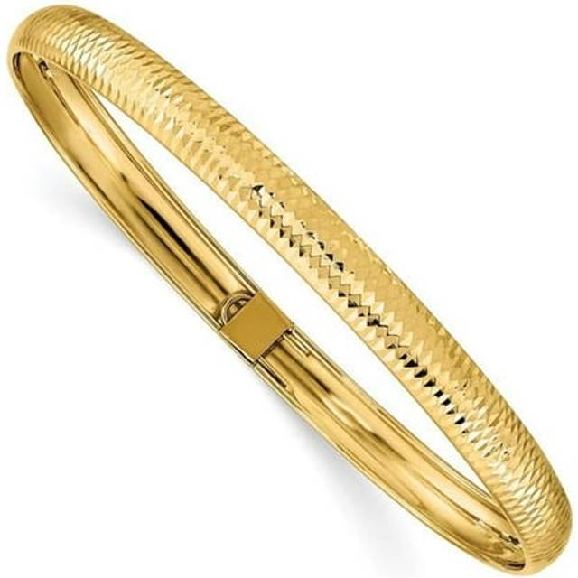 14K Yellow Gold Textured Flexible Bangle Bracelet