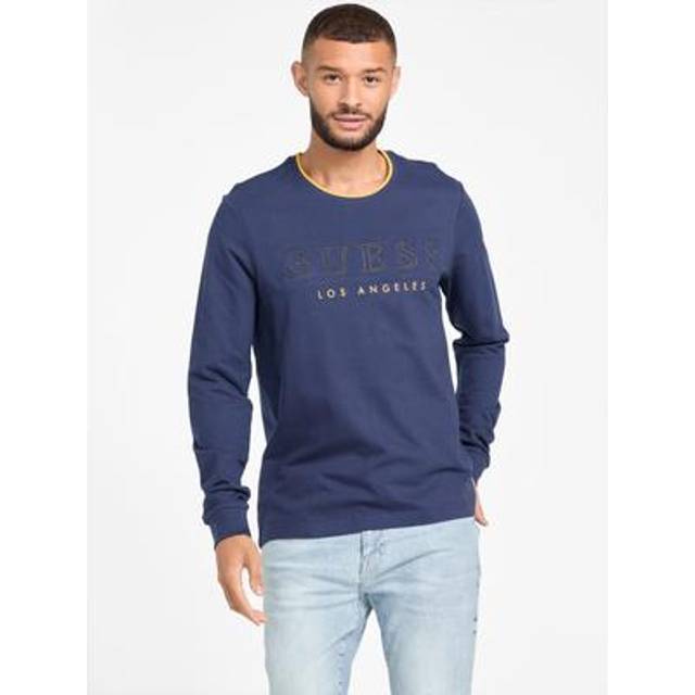 Guess, Sweatshirts & Hoodies, Herr, S, Bomull, ML Logo Bomullströja - blue (S)