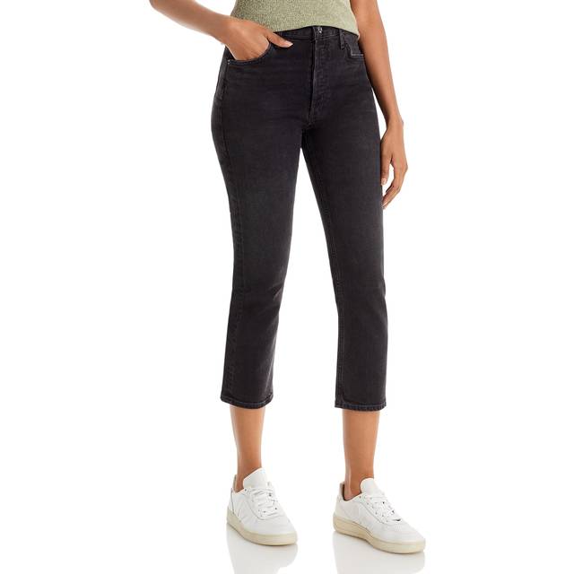 Agolde Riley high-rise cropped slim jeans - black (XS)