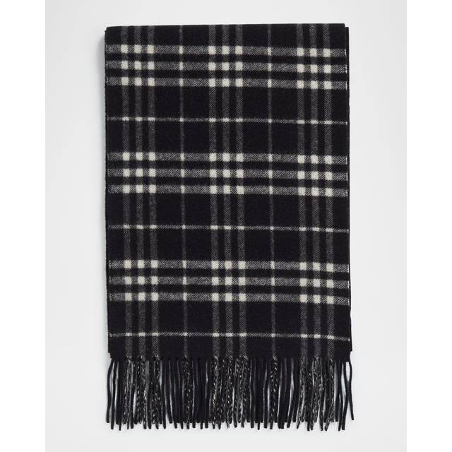 Burberry Womens Black/calico Ip Chk Happy Check Fringe-trim Cashmere Scarf