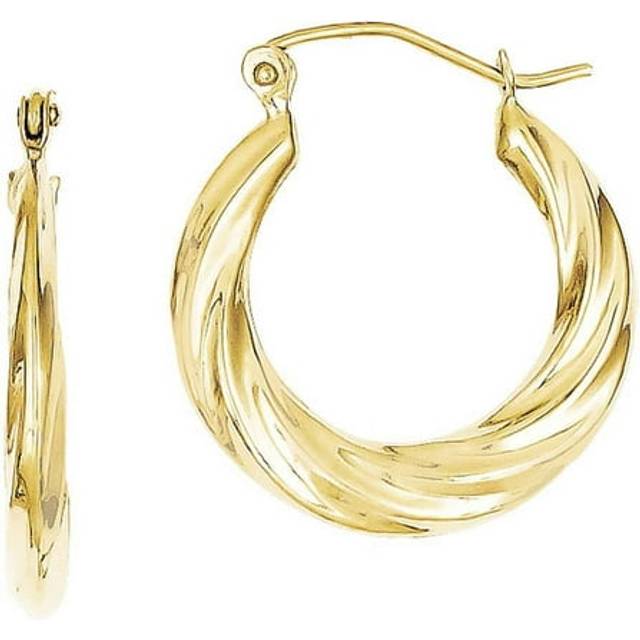 Quality Gold 10ER116 10K Yellow Gold Fancy Small Hoop Earrings