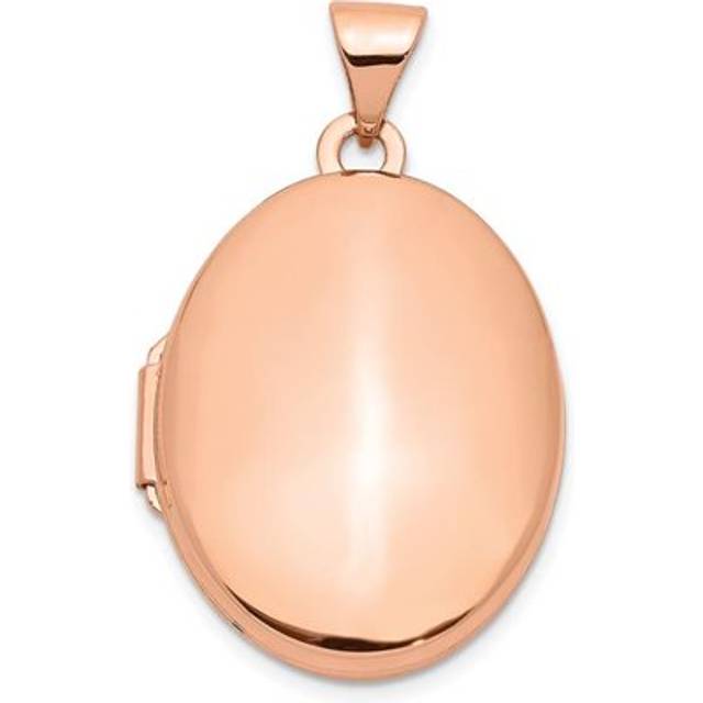 14K Rose Gold Polished 21 mm Oval Locket Pendant