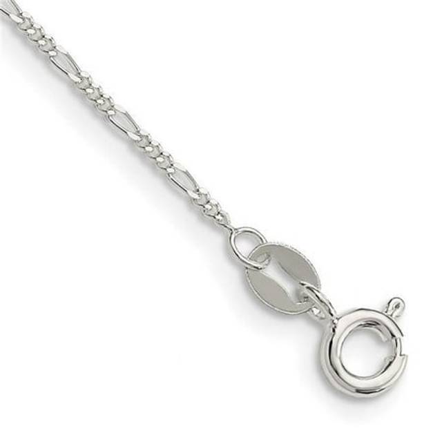 Sterling Silver 1.2 mm Figaro Chain 7 in. Bracelet