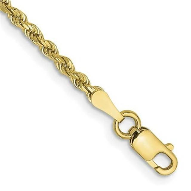 10K Yellow Gold 2 mm Diamond-Cut Rope Chain 8 in. Bracelet