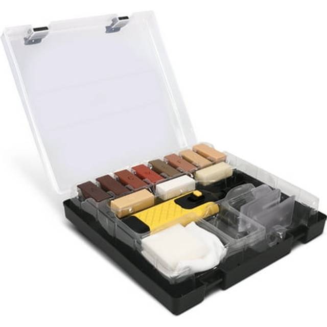 Laminate Floor Repair Kit - DIY Set for Repairing Laminated, Parquet Flooring with Wax Sticks, Heat Gun, Sponge, Cloth,