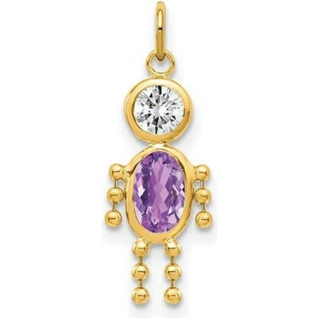 10K Yellow Gold February Boy Birthstone Charm