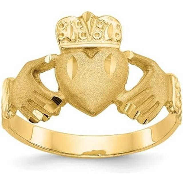 14K Diamond-cut Claddagh Ring, Size 10