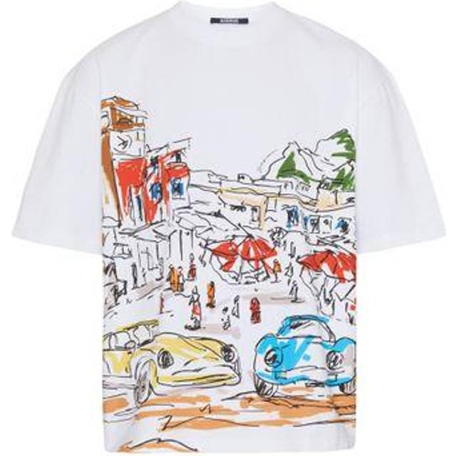 Jacquemus Mens Prnt Capri Cars White Illustrated-print Relaxed-fit Cotton-jersey T-shirt L