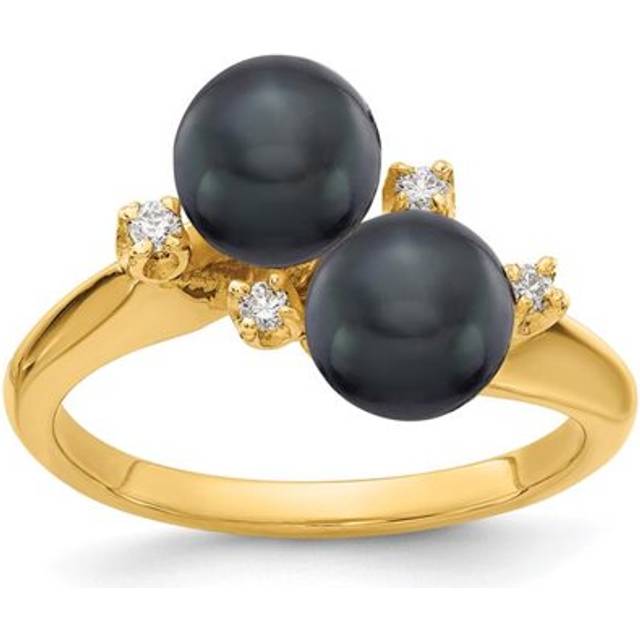 14K Yellow Gold Polished Diamond & Pearl Ring Mounting - Size 6
