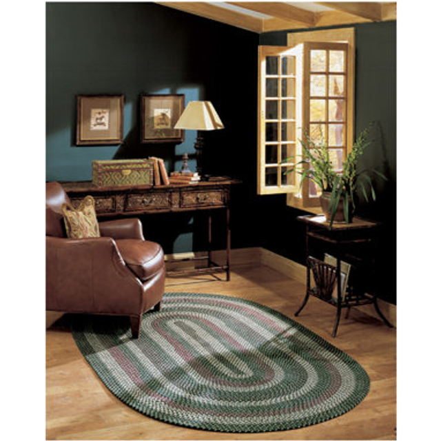 Brook Farm Polypropylene Braided Rug  2Feet by 12Feet  Winter Green