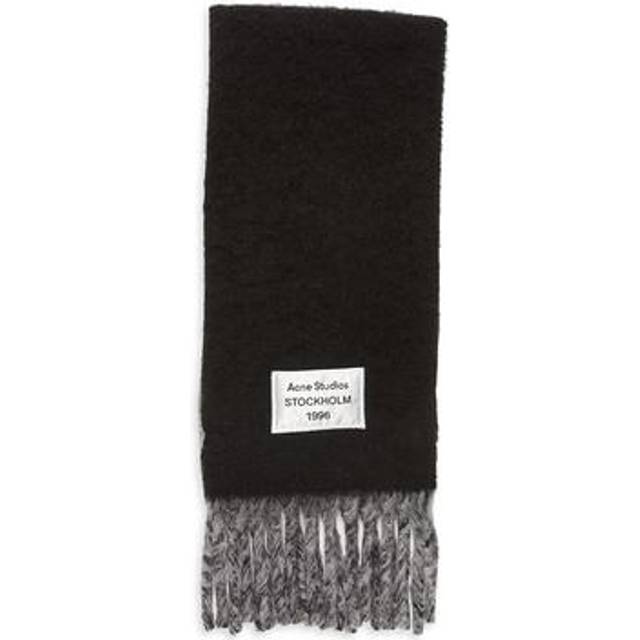 Acne Studios Black & Gray Logo Label Fringed Scarf - AIK Black/grey - UNI