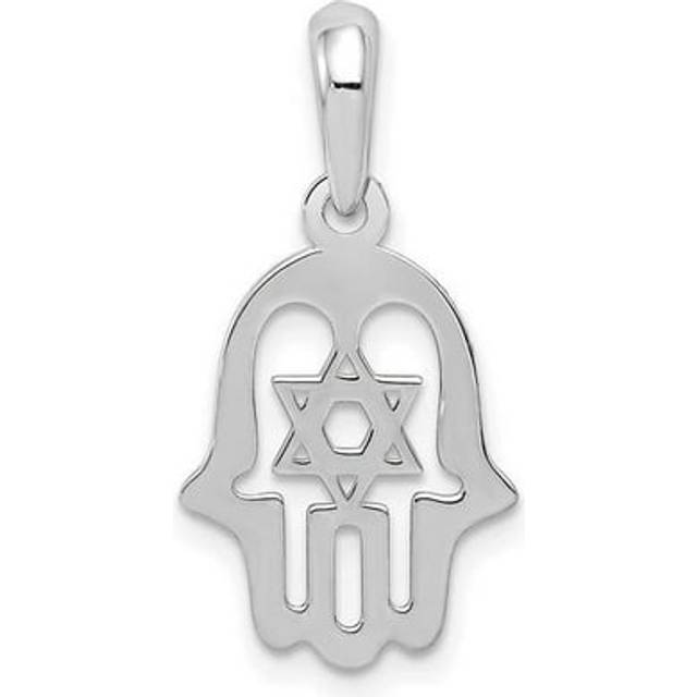 14K White Gold Star of David Chamseh Pendant