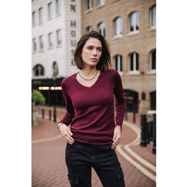 Women's v-neck sweater Freeman T Porter Lorelia - Rouge