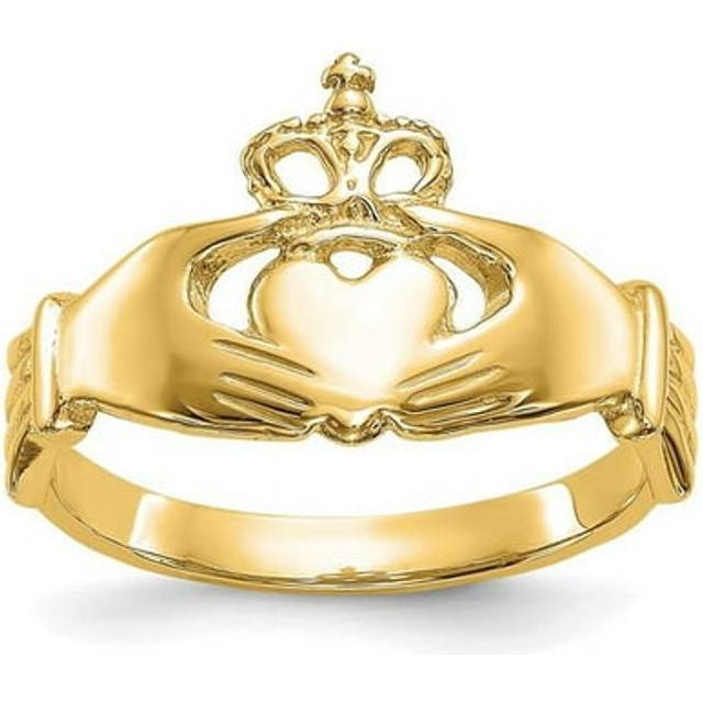 14K Yellow Gold Polished Claddagh Ring - Size 7