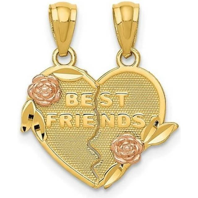 14K Two-Tone Best Friends Break Apart Heart Pendant
