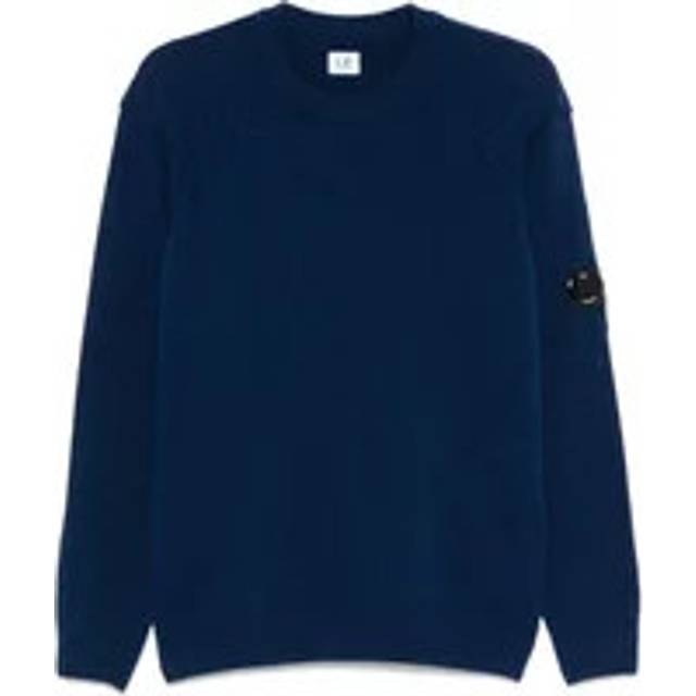C.p. Company, Stickade tröjor & koftor, Herr, L, Nylon, Lammulls Crew Neck Stickad Tröja - blue (L)