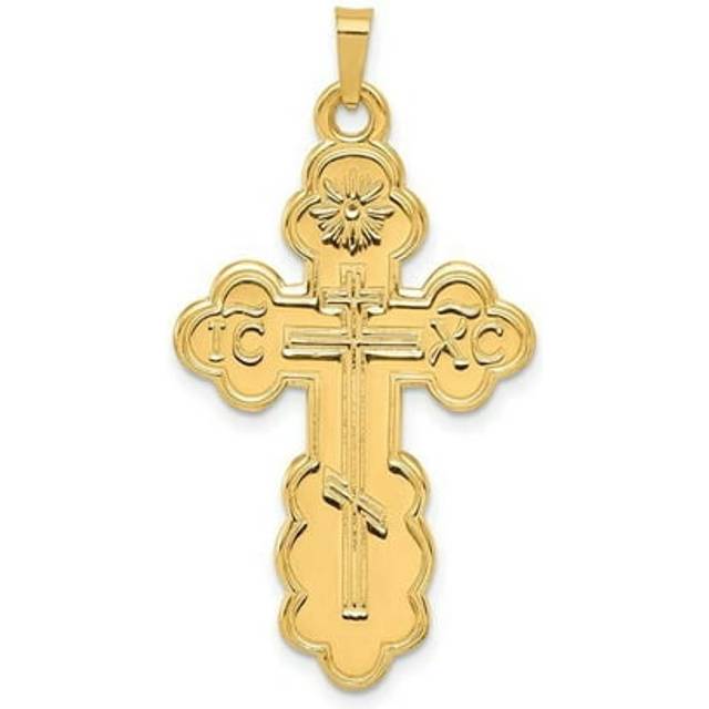 14K Yellow Gold Eastern Orthodox Cross Pendant