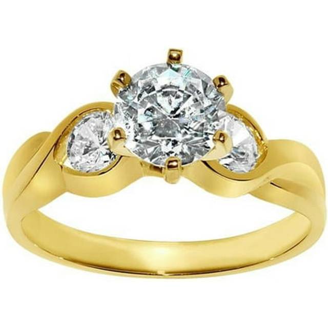 Precious Stars OS0031-RG-sz5.5 14k Yellow Gold 1.5 Carat TGW Round Cut Diamonette Engagement Ring - Size 5.5