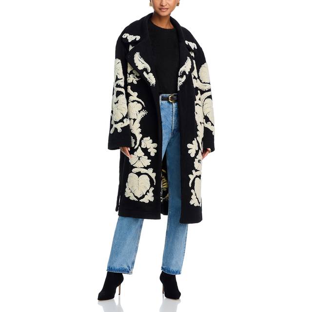 Black And White Helen Fleece Coat, HELEN BLACK / XXS