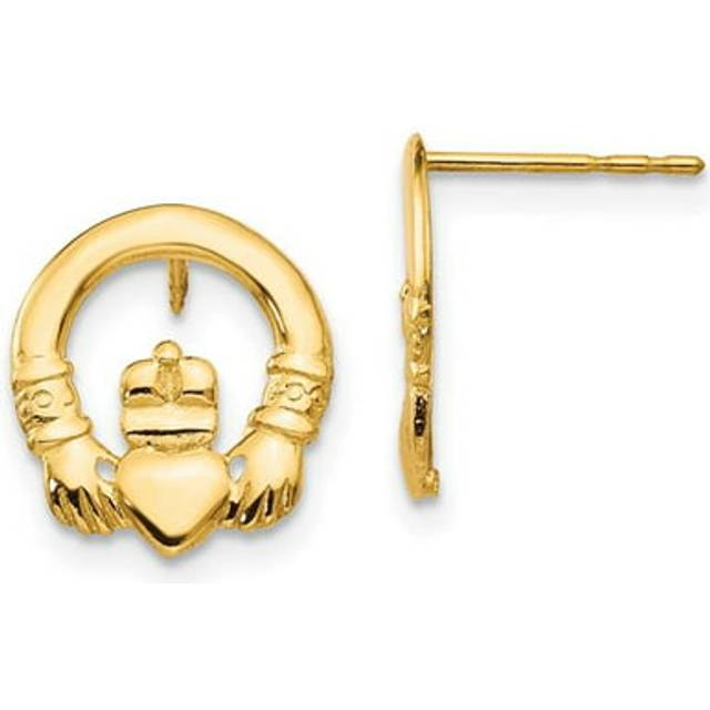 14K Yellow Gold Madi K Claddagh Post Earrings