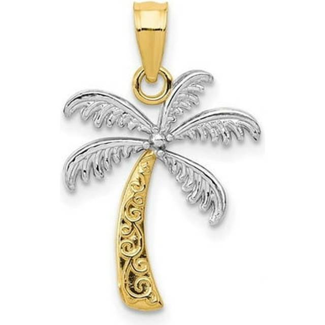 14K Yellow & Rhodium with Palm Tree Pendant