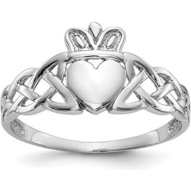 14K White Gold Mens Claddagh Ring - Size 9.5