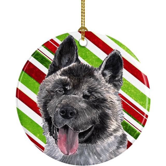 Akita Candy Cane Holiday Christmas Ceramic Ornament SC9480CO1