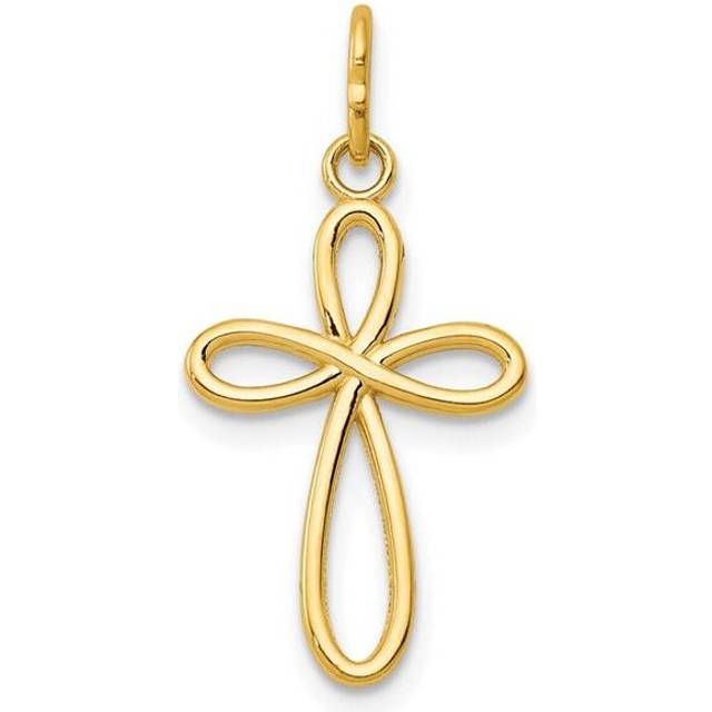 Finest Gold 10K Yellow Gold Polished Cross Pendant