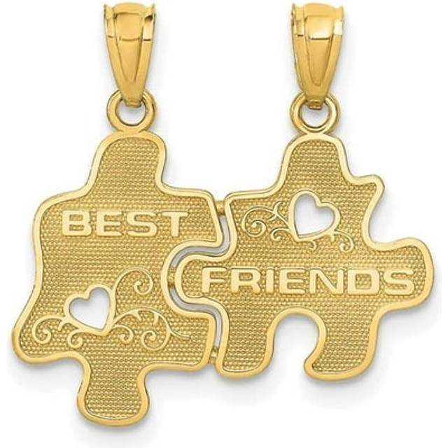 14K Yellow Gold Best Friend S Puzzle Pieces Break-Apart Pendant