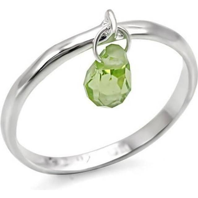 Alamode LOS321-7 Women Silver 925 Sterling Silver Ring with Genuine Stone in Peridot - Size 7