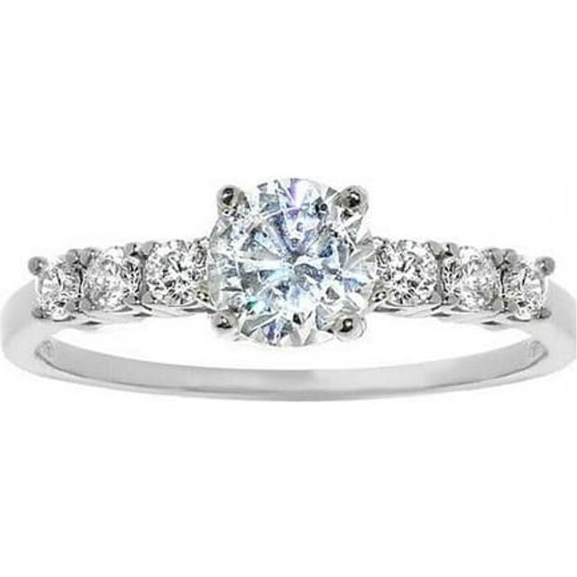 Precious Stars OS0023W-RG-sz8 14k White Gold 1.2 Carat TGW Round Cut Diamonette Engagement Ring - Size 8