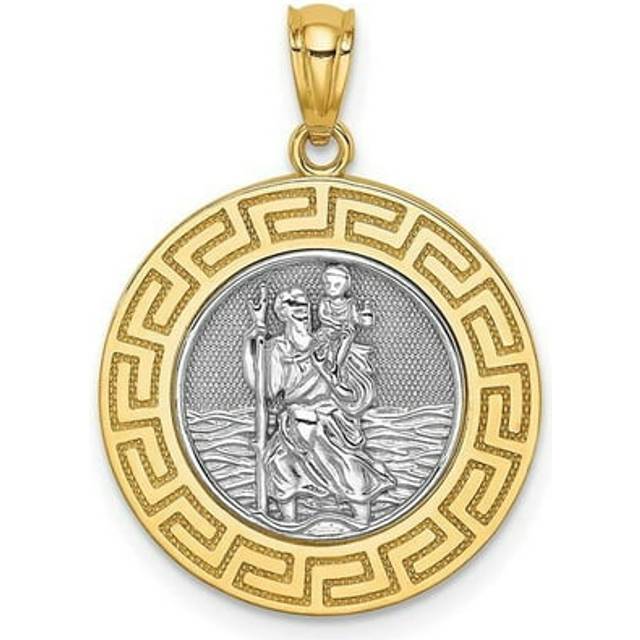 14K Yellow & Rhodium with St. Christopher Medal Pendant