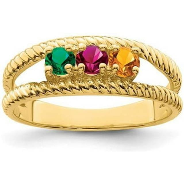 XMR8-3-7 14K Yellow Gold Polished 3-Stone Mothers Ring Mounting - Size 7