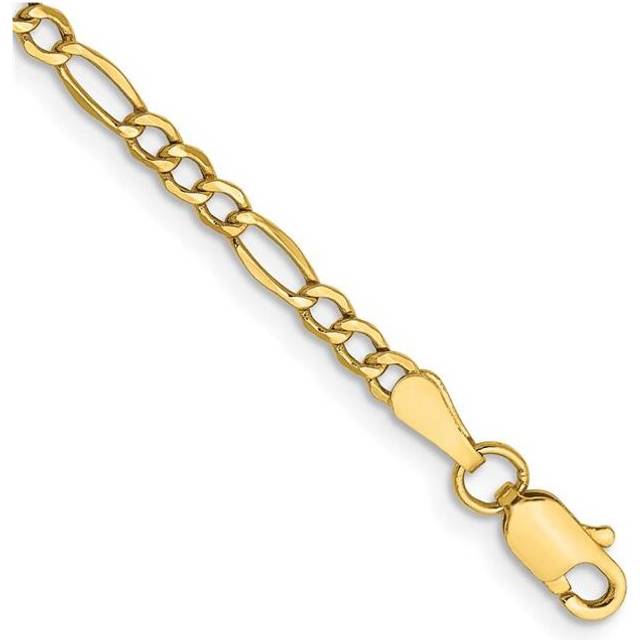 10K Yellow Gold 2.5 mm Semi-Solid Figaro Chain 7 in. Bracelet