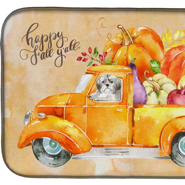 """""Caroline's Treasures CK2635DDM Fall Harvest Shih Tzu Puppy Cut dish-drying-mats  14x21  Multicolor"""""