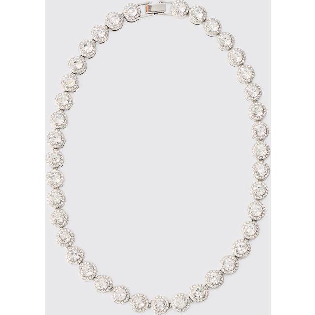 Iced Gem Chain Necklace - Grey - One Size