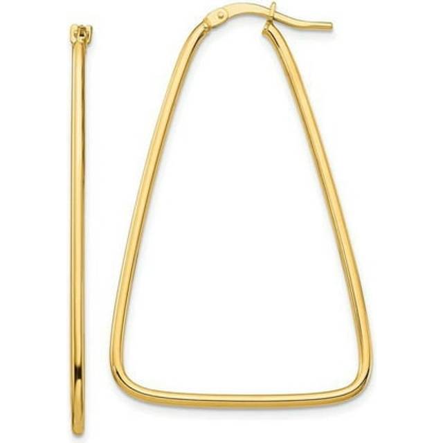 14K 1.5 mm Yellow Gold Polished Large Triangle Dangle Hoop Earrings