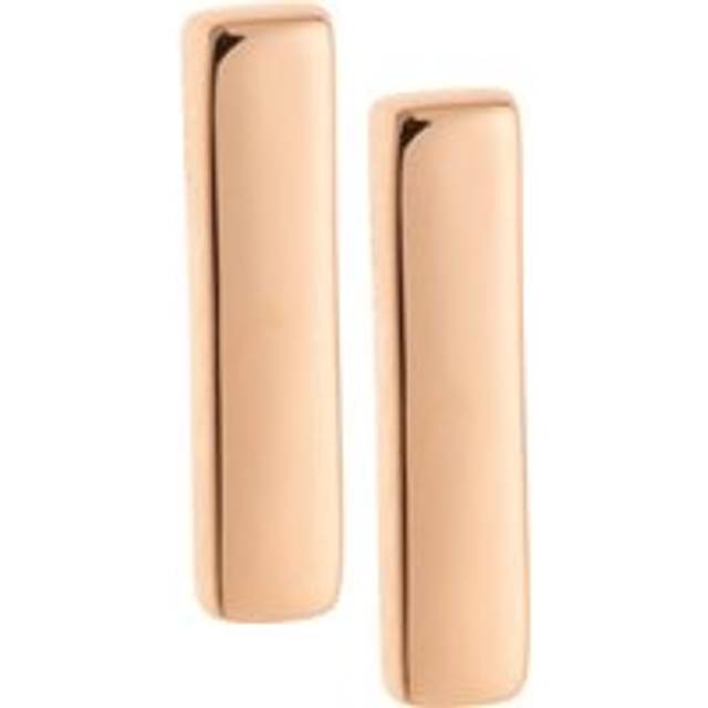 Galway Crystal Plain Bar Sterling Silver & Rose Gold Stud Earrings