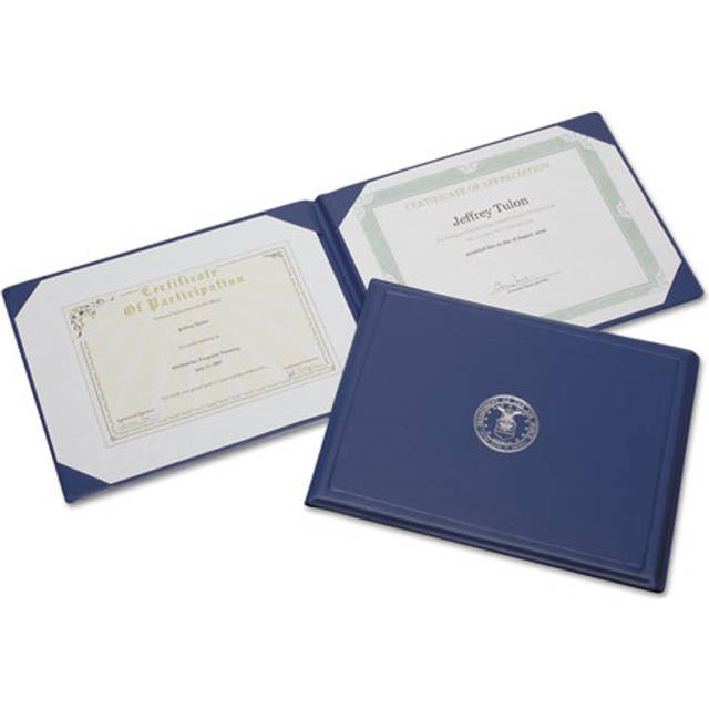 Ability One NSN 8.5 x 11 in. Air Force Seal Award Certificate Binder, Blue & Silver