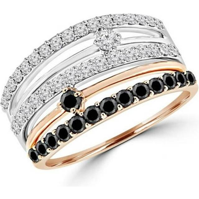 Majesty Diamonds MDR140001 0.8 CTW 5-row BlacK and White Diamond Fashion Cocktail Ring in 14K