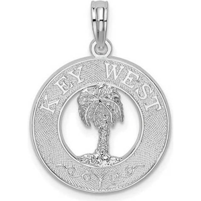 Sterling Silver Textured Key West with Palm Tree Pendant