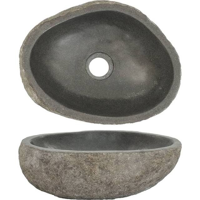 vidaXL Handfat flodsten oval (29-38)x(24-31) cm
