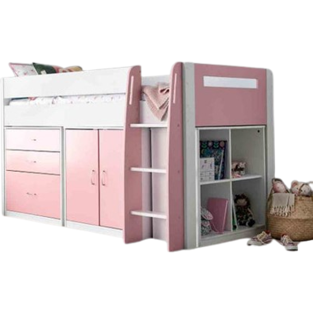 Bedmaster Lacy Pink Storage Mid Sleeper, Pink