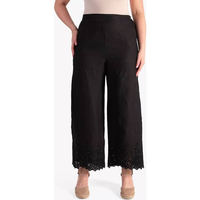Black Embroidered Linen Trouser