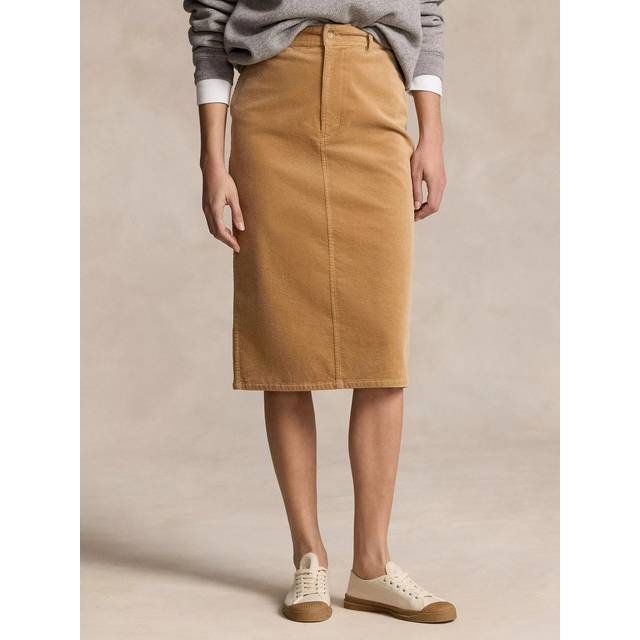 Ralph Lauren, Kjol, Dam, XS, Bomull, Corduroy midi kjol - brown (XS)