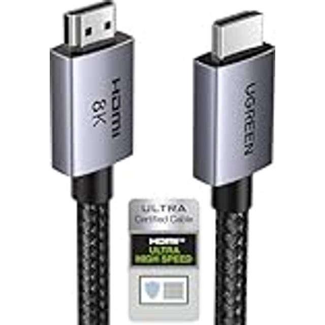 UGREEN HDMI 2.1-kabel 8K 60Hz 4K 240Hz 165Hz 144Hz 120Hz 48Gbit/s Hög hastighet, HDMI-kabel Ultra HD eARC HDR 10+ HDCP Dolby Vision VRR Kompatibel med TV/PS5/PS4/ Xbox Series X/Monitor/Laptop(0.5M)