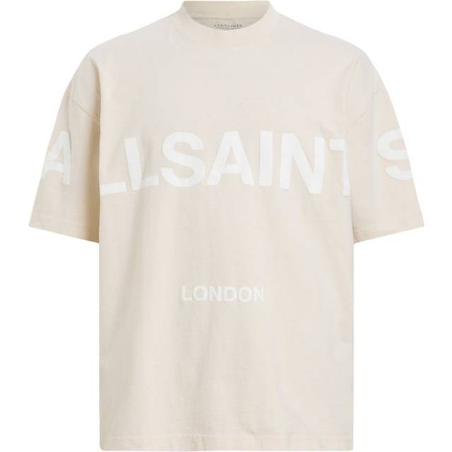 Biggy Logo Oversized T-Shirt - BAILEY TAUPE - Founded in London in 1994, AllSaints has been crafting iconic leather pieces for decades. As well as statement jackets, biker boots, and accessories, the brand’s everyday items offer a dose of attitude with distressed detailing, daring prints and the signature Ramskull logo.