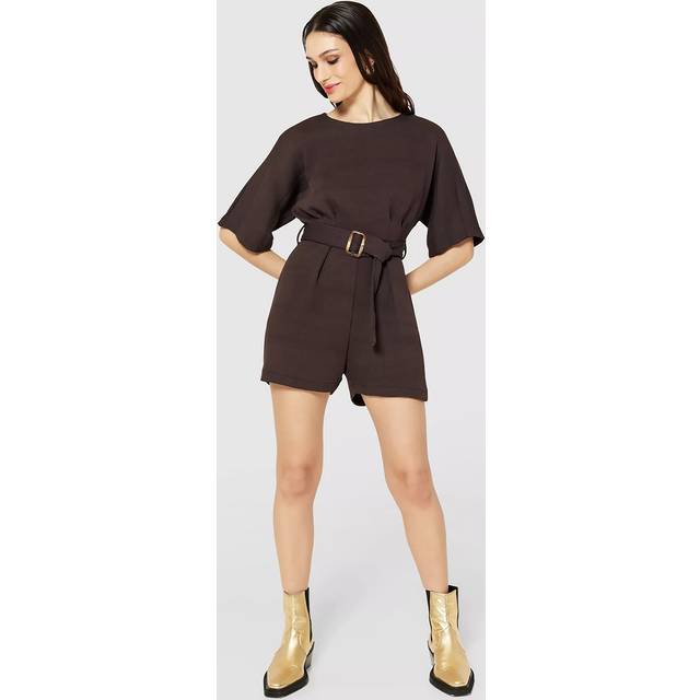 Closet London Brown Kimono Playsuit Size:12
