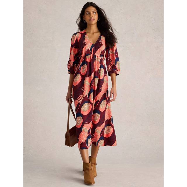 White Stuff Lucy Midi Dress - Plum Multi - 22